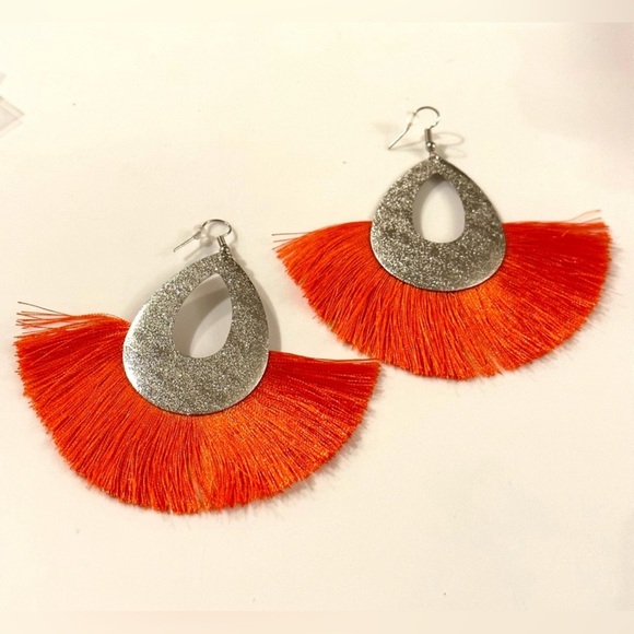 $15 EACH Silver Teardrop Tassel Earrings / Pick Your Color / 7 to Choose From - Picture 3 of 7